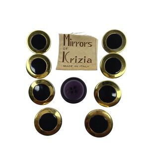Vintage Italy Gold Black Buttons Set of 9 Designer Replacement Mirrors Krizia